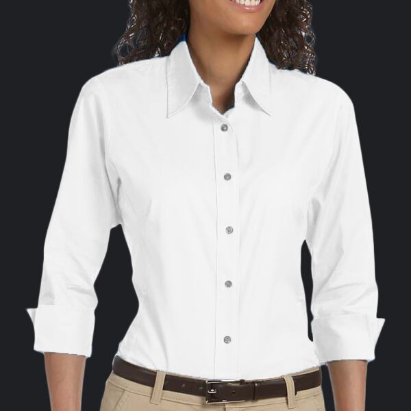 Ladies' Perfect Fit™ Three-Quarter Sleeve Stretch Poplin Blouse Thumbnail
