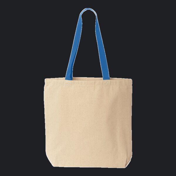 Natural Tote with Contrast-Color Handles Thumbnail