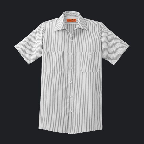 Short Sleeve Striped Industrial Work Shirt Thumbnail