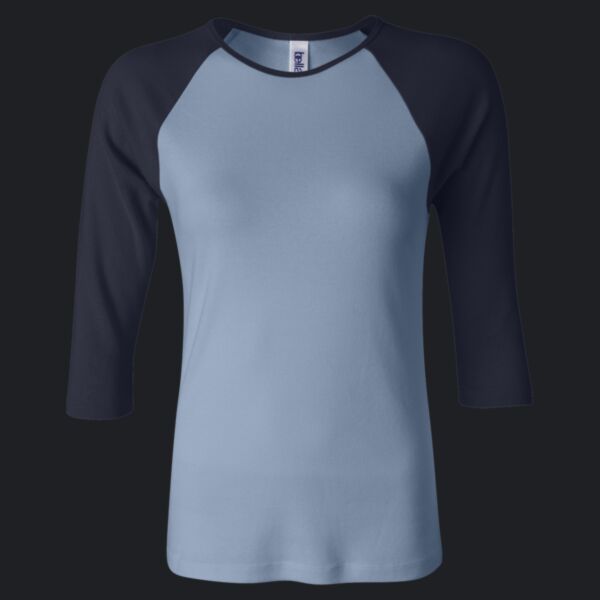 Women’s 1X1 Baby Rib Raglan Three-Quarter Sleeve Tee Thumbnail