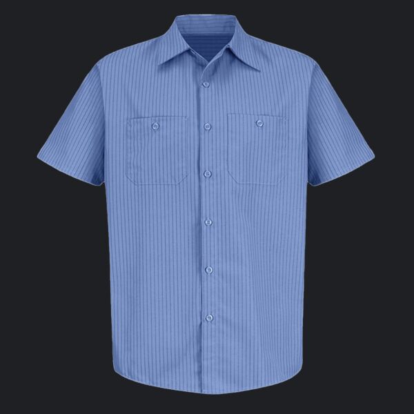 Men's Industrial Stripe Short Sleeve Work Shirt Thumbnail