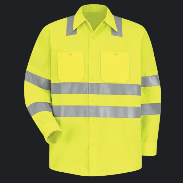 Men's High Visibility Safety Long Sleeve Work Shirt Thumbnail