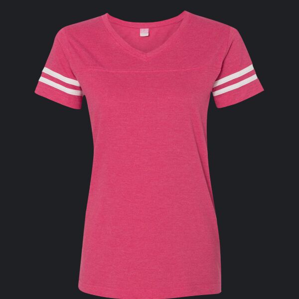 Women's Football V-Neck Fine Jersey Tee Thumbnail