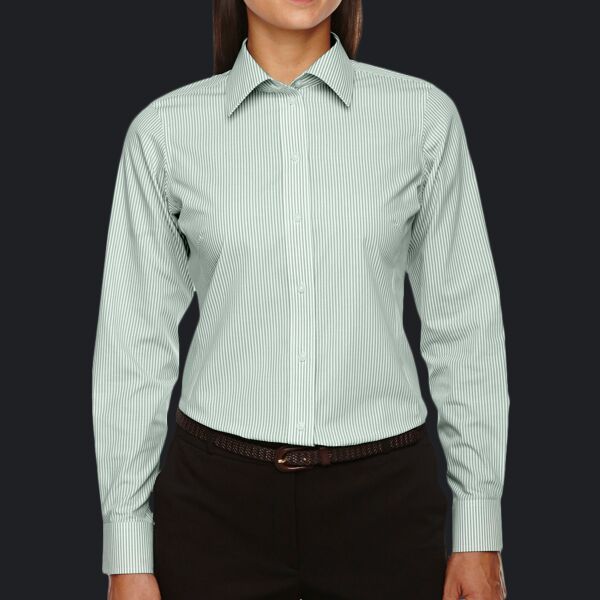 Ladies' Crown Collection® Banker Stripe Woven Shirt Thumbnail
