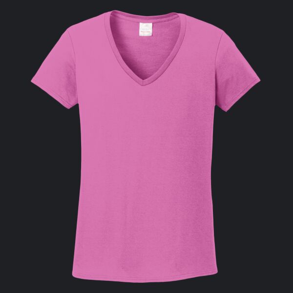 Women's Heavy Cotton 100% Cotton V Neck T Shirt Thumbnail
