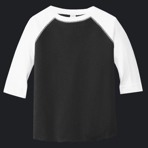 Toddler Baseball Fine Jersey Three-Quarter Sleeve Tee Thumbnail