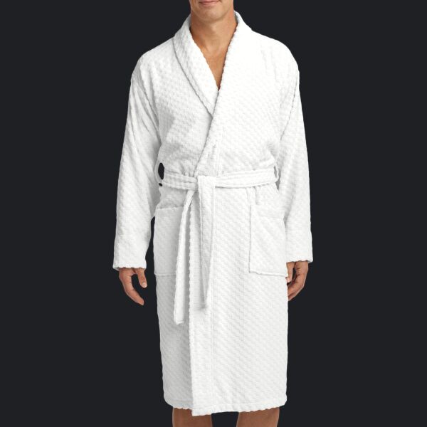 Checkered Terry Shawl Collar Robe Thumbnail