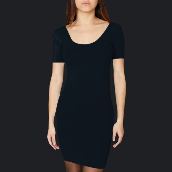 rsa8340 Cotton Spandex Jersey Double-U Neck Mini Dress Thumbnail