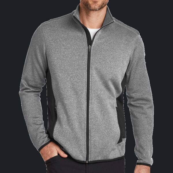 Full Zip Heather Stretch Fleece Jacket Thumbnail