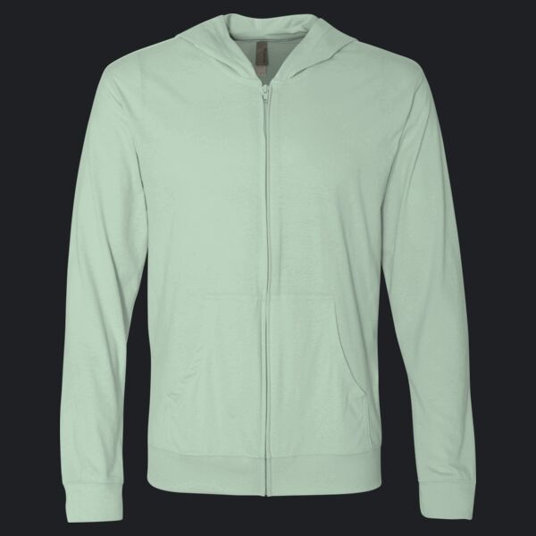 Unisex Sueded Long Sleeve Hooded Full Zip T-Shirt Thumbnail