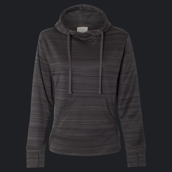Women's Odyssey Striped Performance Fleece Lapover Hooded Sweatshirt Thumbnail