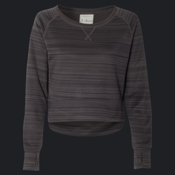 Women's Odyssey Striped Performance Fleece Hi-Low Crewneck Sweatshirt Thumbnail