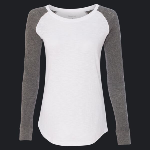 Women’s Preppy Patch Slub Long Sleeve T-Shirt Thumbnail