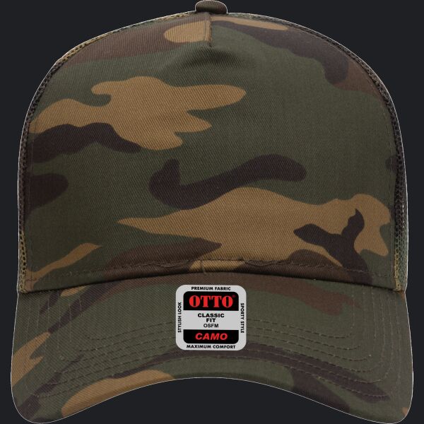 OTTO CAP Camouflage 5 Panel Mid Profile Mesh Back Trucker Hat Thumbnail