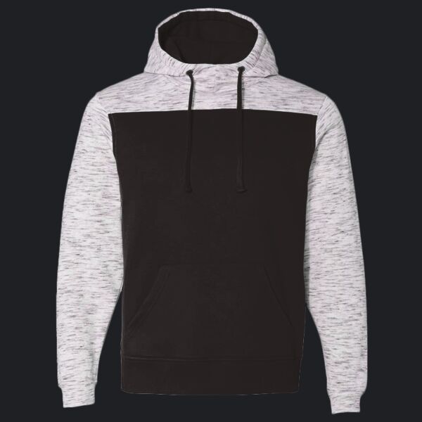 Men's Mélange Fleece Colorblocked Hooded Sweatshirt Thumbnail