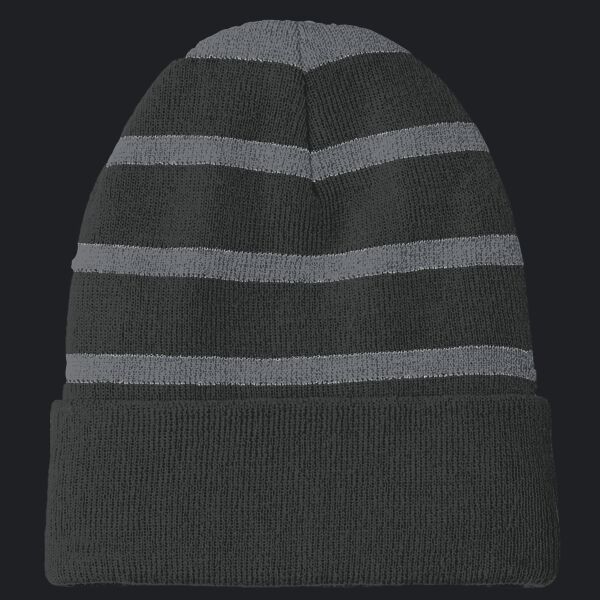 Striped Beanie with Solid Band Thumbnail
