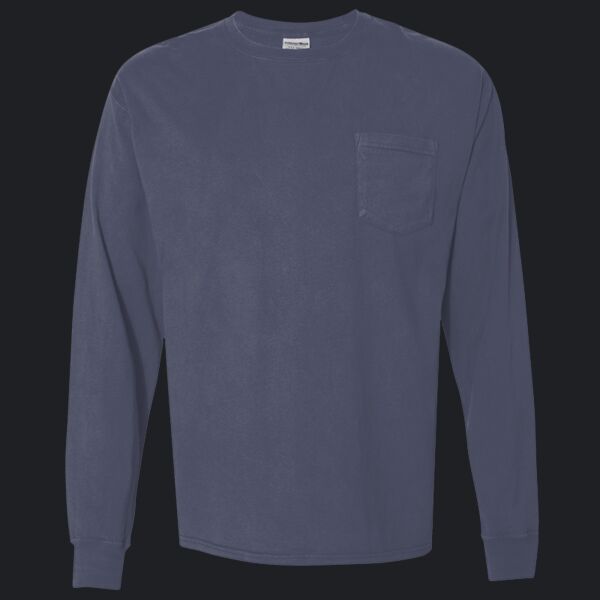 Unisex Garment-Dyed Long Sleeve T-Shirt With a Pocket Thumbnail