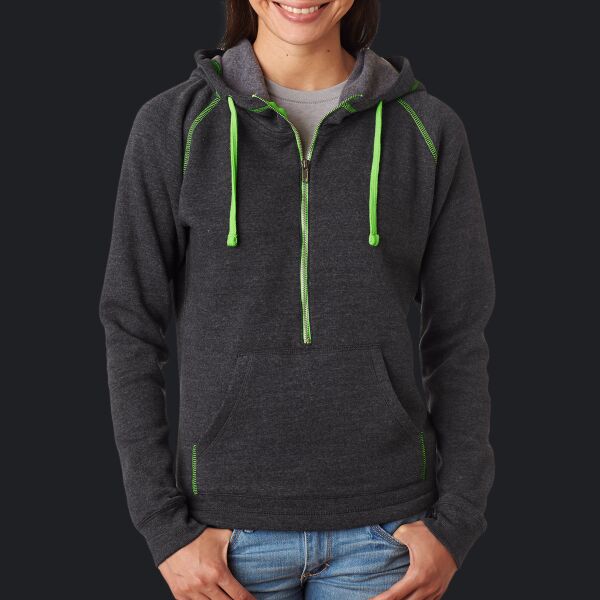 Ladies' Triblend Half-Zip Fleece Hood Thumbnail