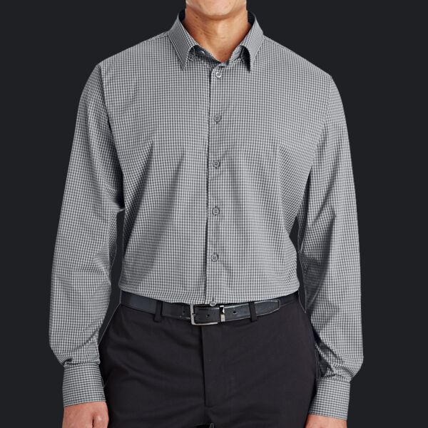 CrownLux Performance® Men's Tonal Mini Check Woven Shirt Thumbnail