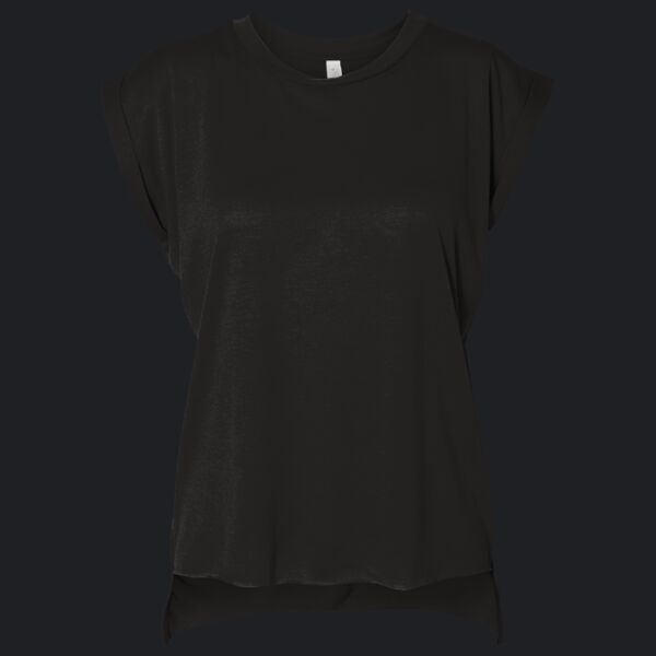 Ladies' Flowy Muscle T-Shirt with Rolled Cuff Thumbnail