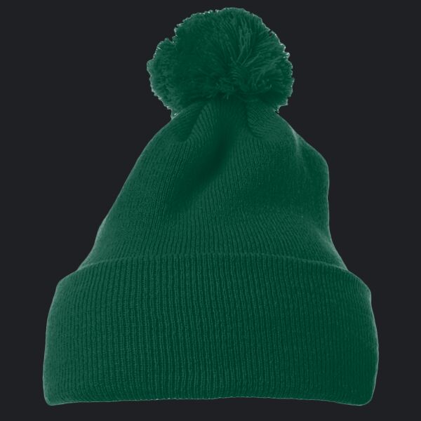 Cuffed Knit Beanie with Pom Pom Thumbnail