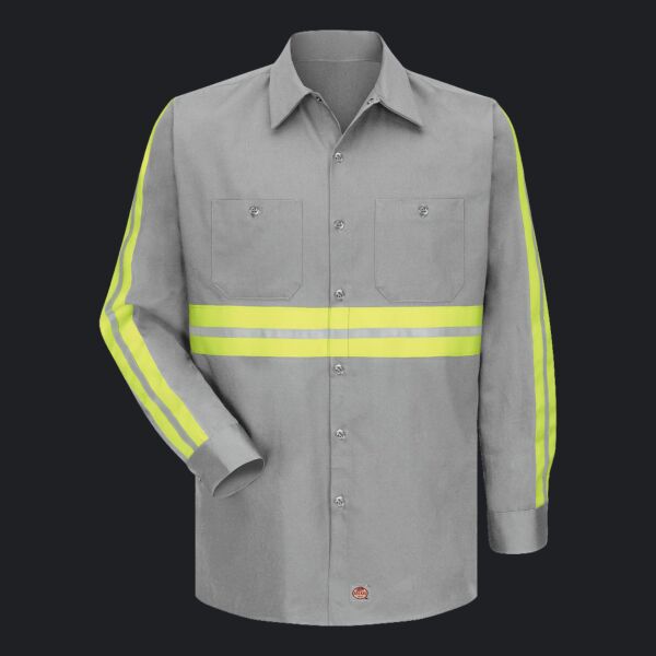 Men's Tall Enhanced Visibility Long Sleeve Cotton Work Shirt Thumbnail