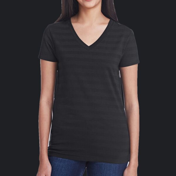 Ladies' Invisible Stripe V-Neck T-Shirt Thumbnail