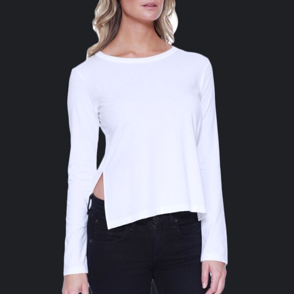 Ladies' CVC High Low Long-Sleeve T-Shirt Thumbnail