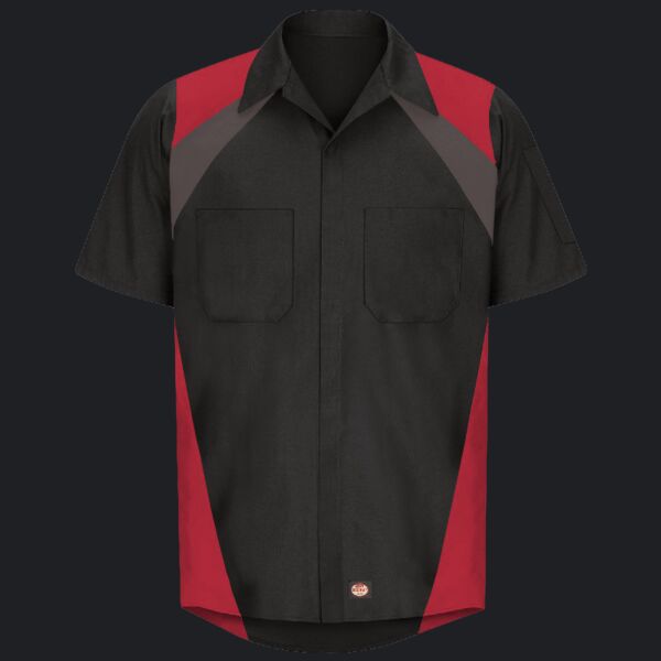Men's Tri-Color Short Sleeve Shop Shirt Thumbnail