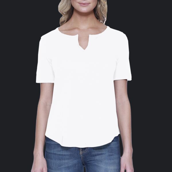Ladies' CVC Slit V-Neck T-Shirt Thumbnail