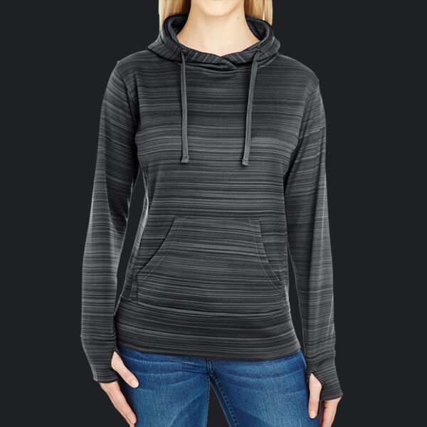 Ladies' Odyssey Striped Poly Fleece Lapover Hood Thumbnail