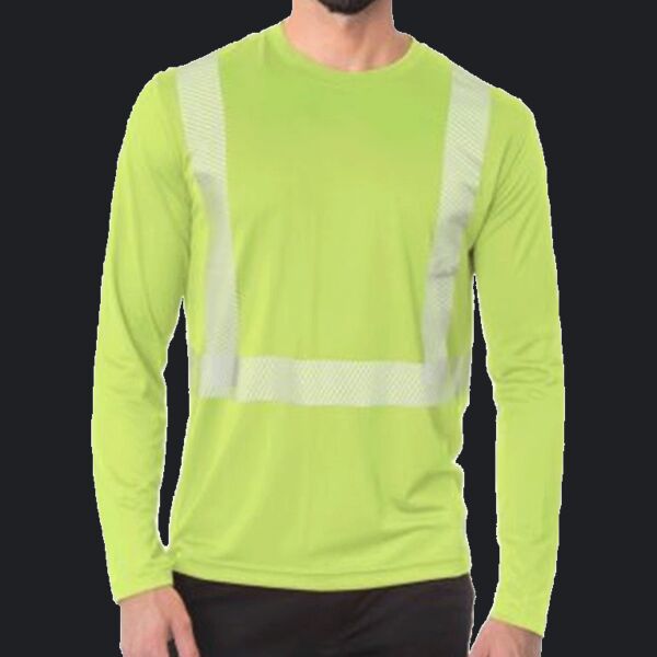 Unisex USA-Made Hi-Visibility Long Sleeve Performance T-Shirt - Segmented Tape Thumbnail