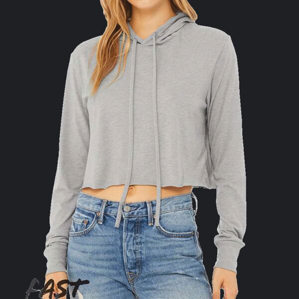 Women’s Triblend Crop Long Sleeve Hoodie Tee Thumbnail