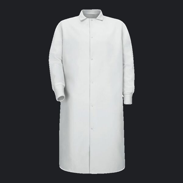 Unisex Gripper-Front Pocketless Butcher Coat With Knit Cuffs Thumbnail