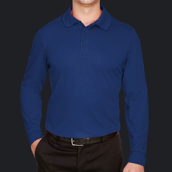 CrownLux Performance® Men's Plaited Long Sleeve Polo Thumbnail