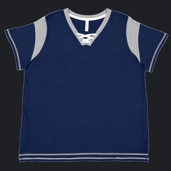 Women's Curvy Lace Up Fine Jersey Tee Thumbnail