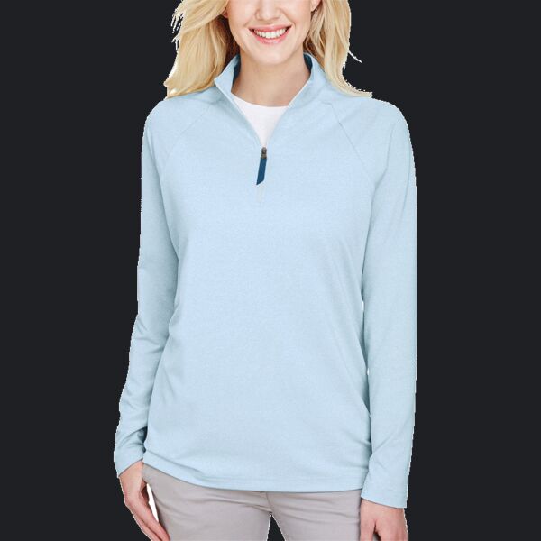 CrownLux Performance® Ladies' Clubhouse Micro-Stripe Quarter-Zip Thumbnail