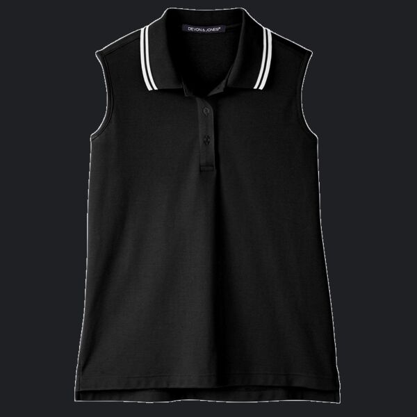 CrownLux Performance® Ladies' Plaited Tipped Sleeveless Polo Thumbnail