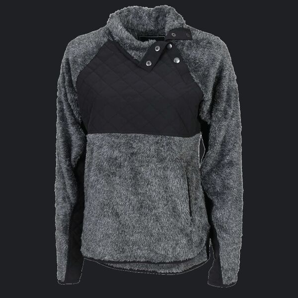 Women's Quilted Fuzzy Fleece Snap Placket Pullover Thumbnail