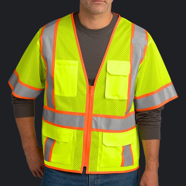 Ansi 107 Class 3 Surveyor Mesh Zippered Two Tone Short Sleeve Vest Thumbnail