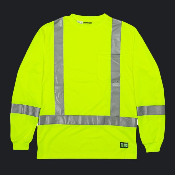 Men's Hi-Vis Class 3 Performance Long Sleeve Pocket T-Shirt Thumbnail