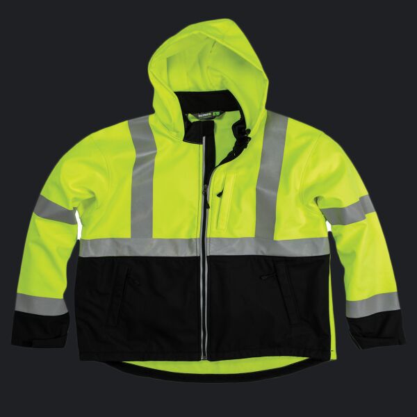 Men's Hi-Vis Class 3 Hooded Softshell Jacket Thumbnail