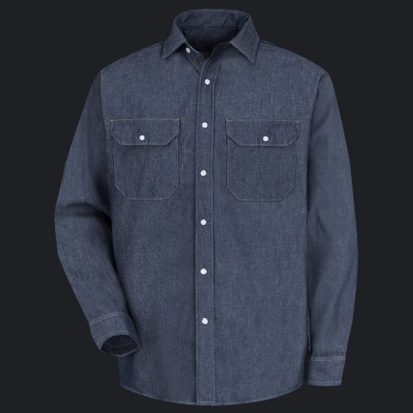 Men's Tall Deluxe Denim Long Sleeve Shirt Thumbnail
