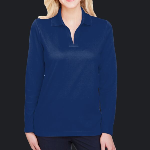 CrownLux Performance® Ladies' Plaited Long Sleeve Polo Thumbnail