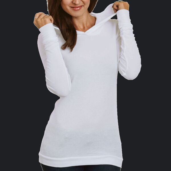 Ladies' USA Made Long-Sleeve Thermal Hoodie T-Shirt Thumbnail