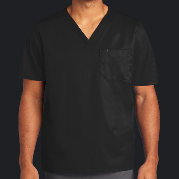 Unisex WorkFlex Chest Pocket V Neck Top Thumbnail