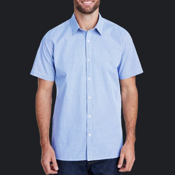 Men's Microcheck Gingham Short-Sleeve Cotton Shirt Thumbnail