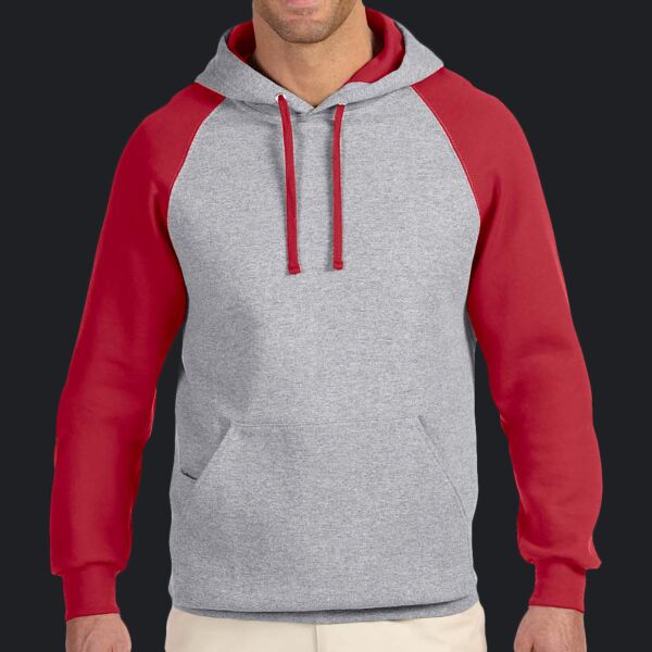 Adult NuBlend® Colorblock Raglan Pullover Hooded Sweatshirt Thumbnail