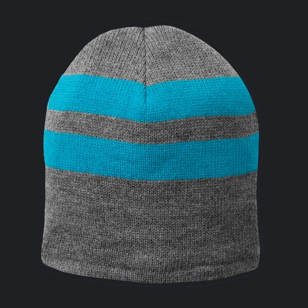 Fleece Lined Striped Beanie Cap Thumbnail