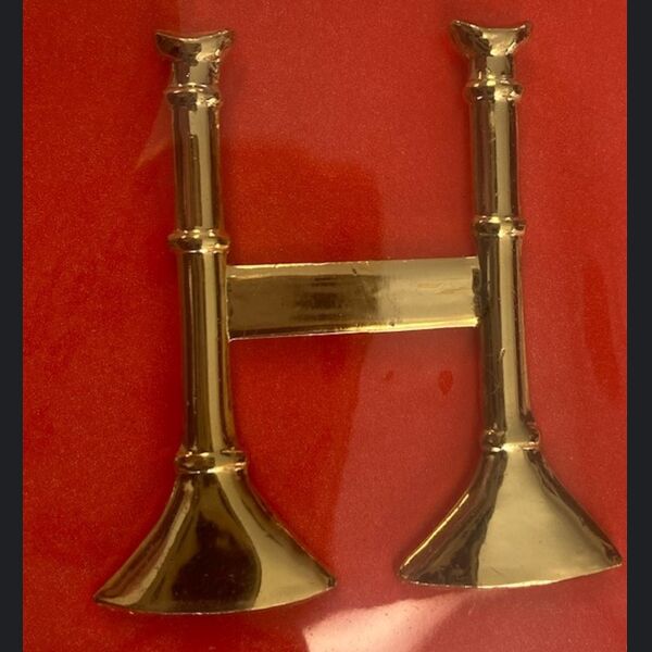 FIRE DEPARTMENT HAT PINS 1 3/4" CUT OUT -  2 PARALLEL BUGLES Screw Back Thumbnail